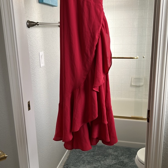 Fancy and fun! Red Wrap-around dress. Size L - Picture 2 of 8